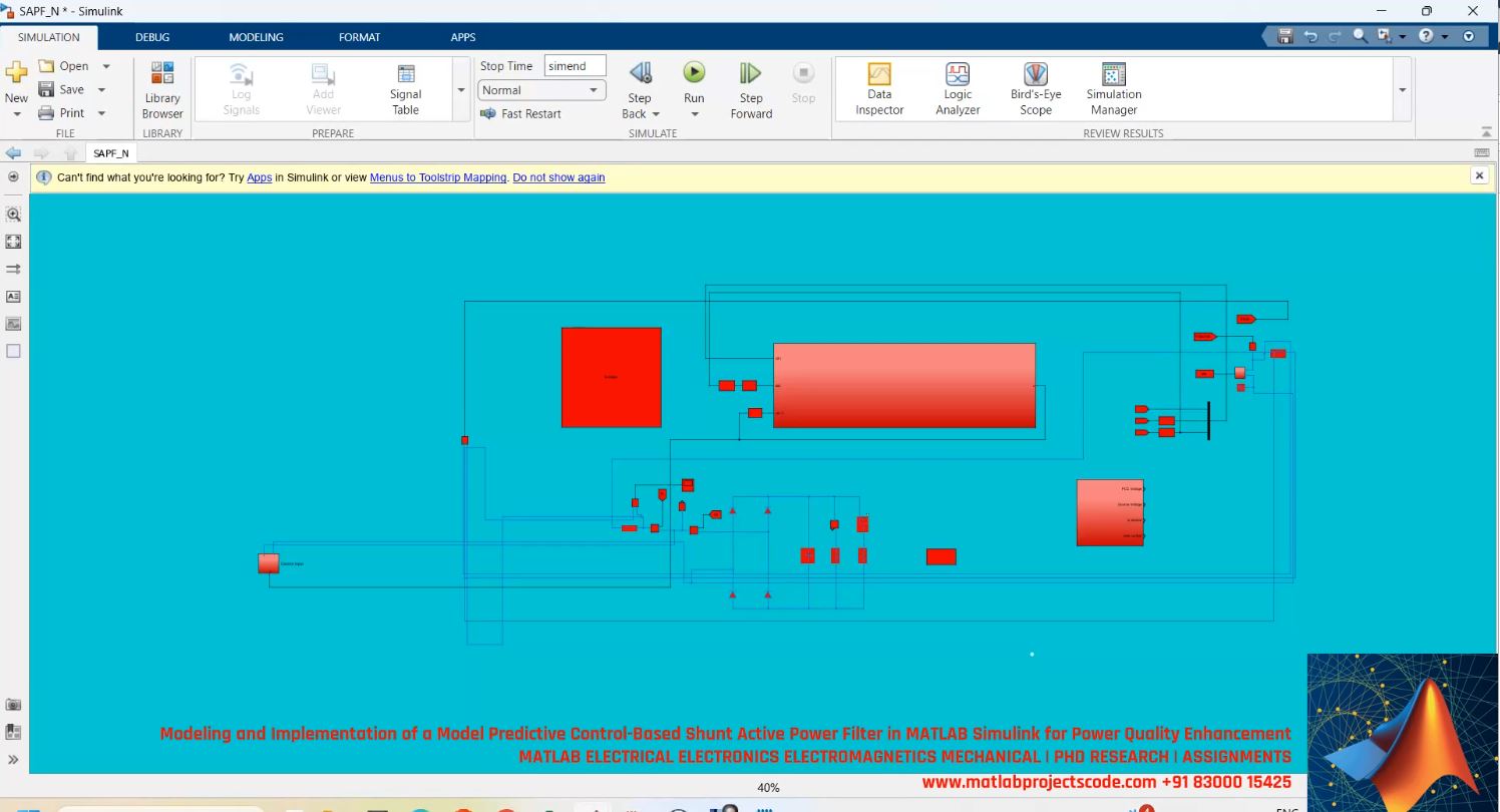 Modeling And Implementation Of A Model Predictive Control-Based Shunt Active Power Filter In Matlab Simulink For Power Quality Enhancement project simulation thumbnail for Power Electronics Engineering