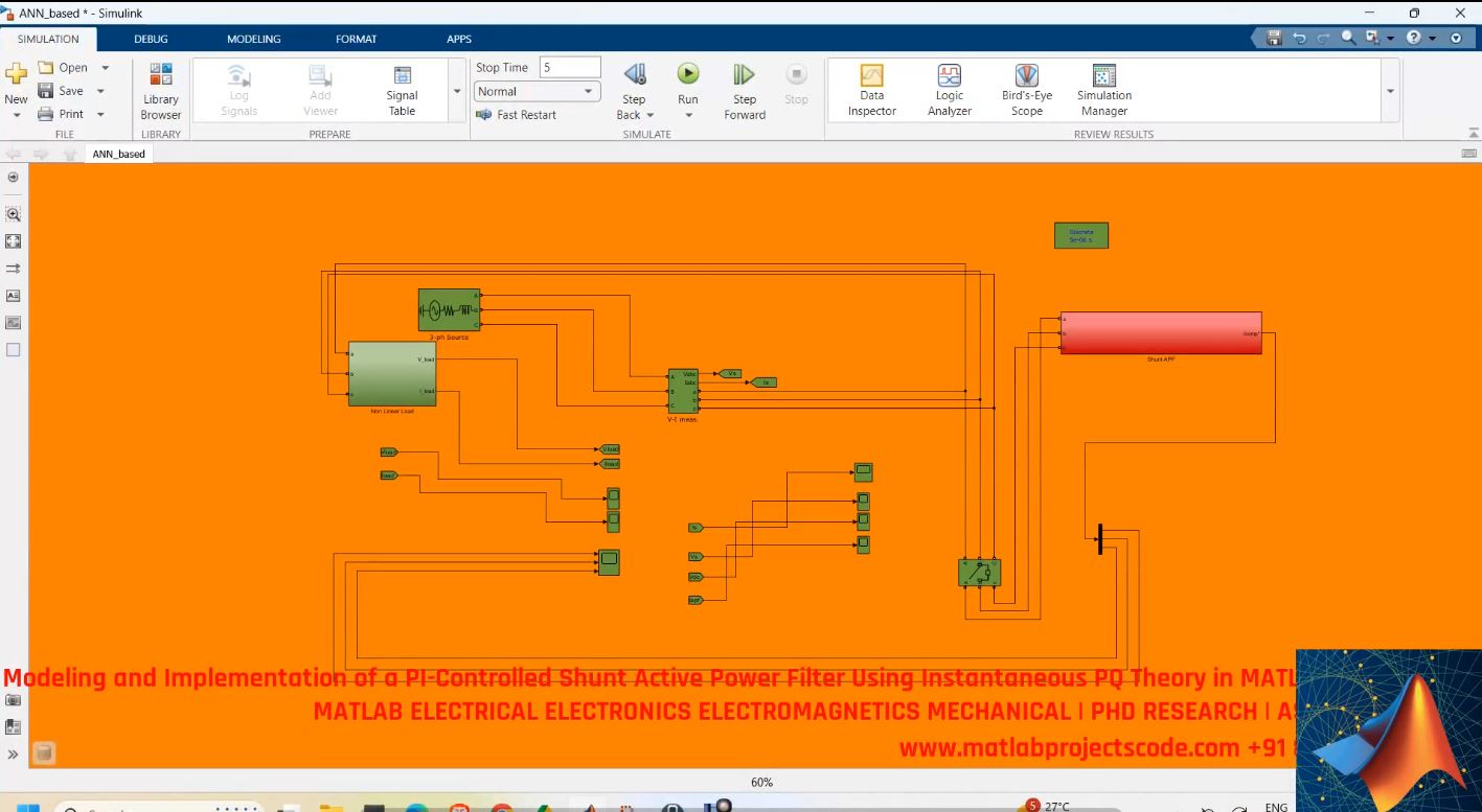 Modeling And Implementation Of A Pi-Controlled Shunt Active Power Filter Using Instantaneous Pq Theory In Matlab Simulink project simulation thumbnail for Power Electronics Engineering
