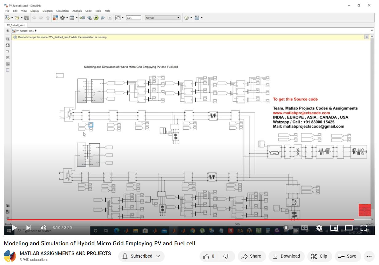 Modeling And Simulation Of Hybrid Micro Grid Employing Pv And Fuel Cell project simulation thumbnail for Renewable Energy Engineering