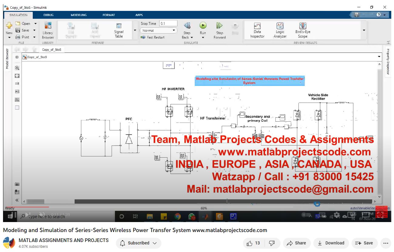 Modeling And Simulation Of Series-Series Wireless Power Transfer System-Matlab Simulink-Electrical Assignments-Projects-Phd Research project simulation thumbnail for Renewable Energy Engineering