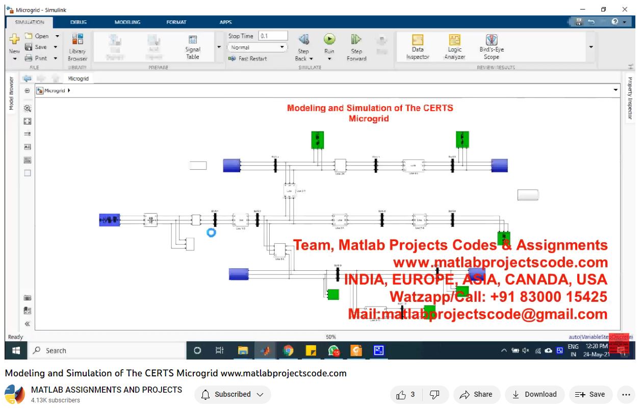 Modeling And Simulation Of The Certs Microgrid project simulation thumbnail for Renewable Energy Engineering