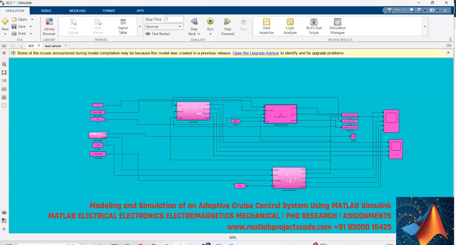 Modeling And Simulation Of An Adaptive Cruise Control System Using Matlab Simulink project simulation thumbnail for Control Systems Engineering