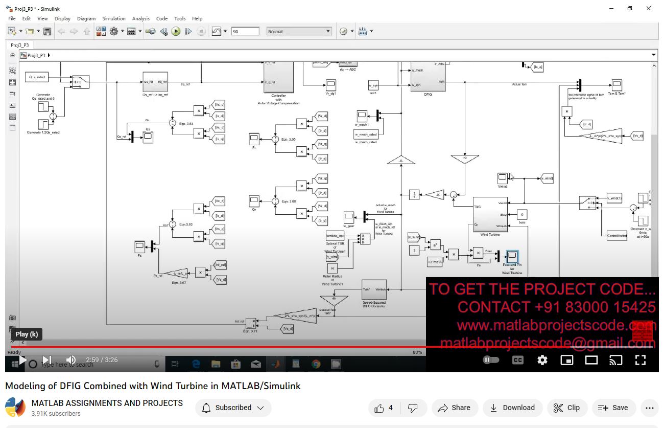 Modeling Of Dfig Combined With Wind Turbine In Matlab_Simulink project simulation thumbnail for Renewable Energy Engineering