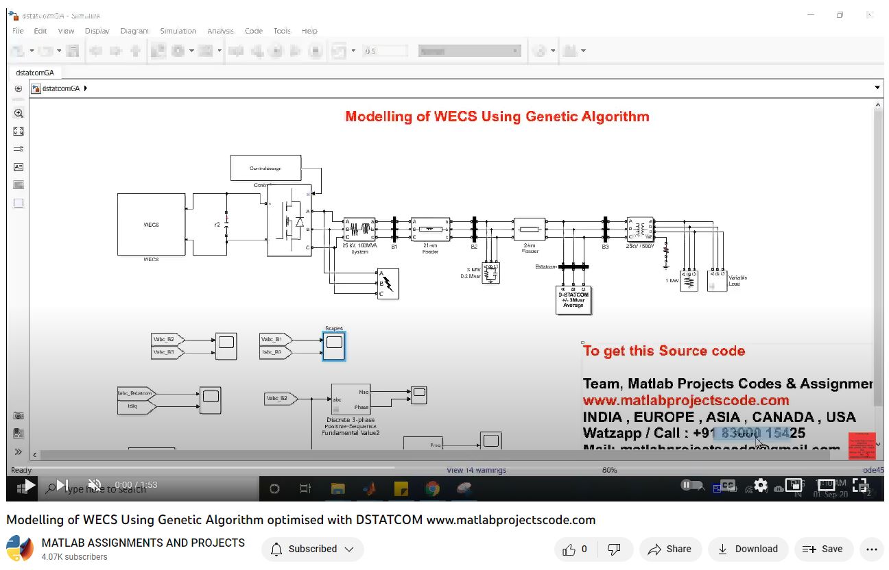 Modelling Of Wecs Using Genetic Algorithm Optimised With Dstatcom-Matlab Simulink-Electrical Assignments-Projects-Phd Research project simulation thumbnail for Renewable Energy Engineering