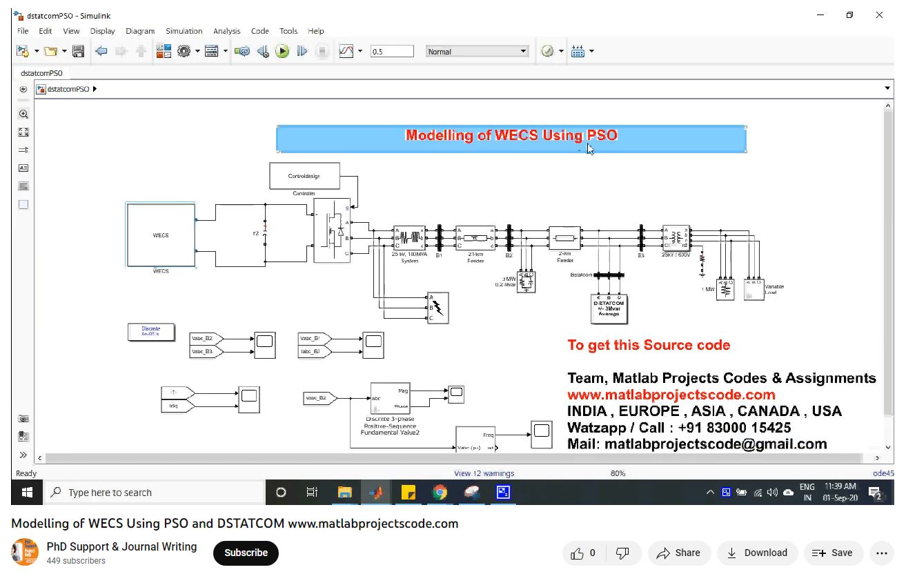 Modelling Of Wecs Using Pso And Dstatcom-Matlab Simulink-Electrical Assignments-Projects-Phd Research project simulation thumbnail for Renewable Energy Engineering