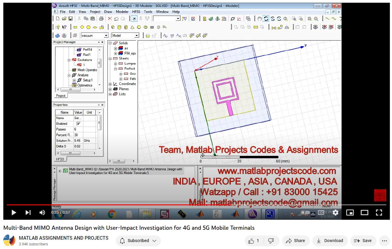 Multi-Band Mimo Antenna Design With User-Impact Investigation For 4G And 5G Mobile Terminals project simulation thumbnail for Electromagnetics and RF Engineering