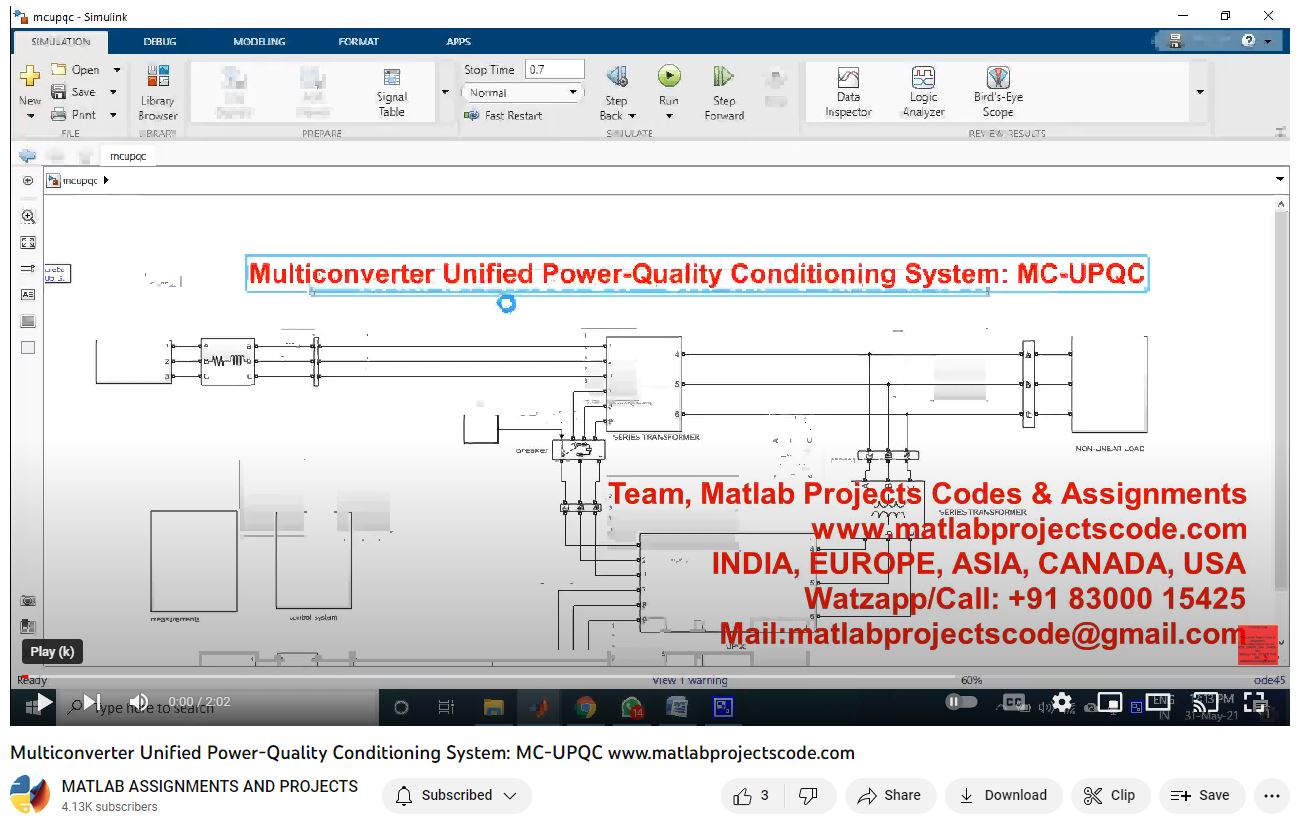 Multiconverter Unified Power-Quality Conditioning System_ Mc-Upqc project simulation thumbnail for Renewable Energy Engineering