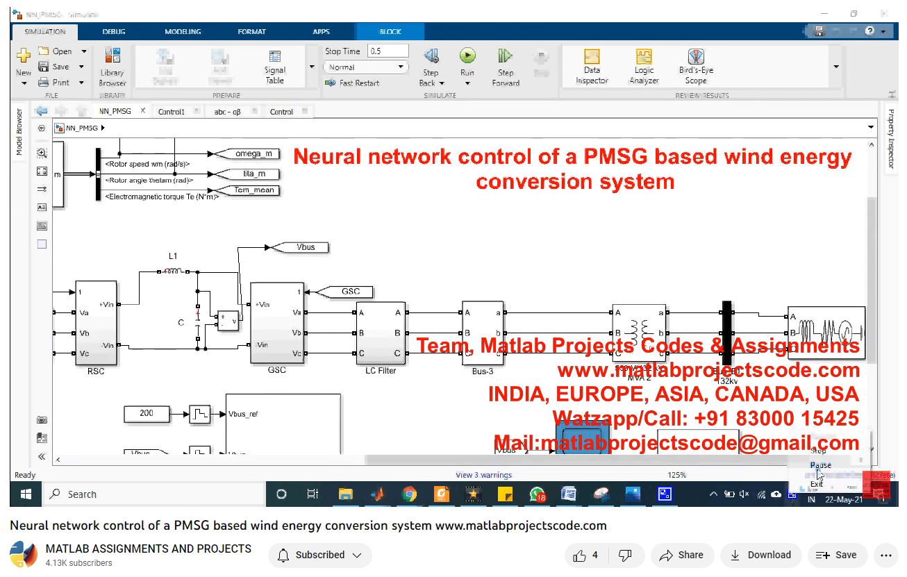 Neural Network Control Of A Pmsg Based Wind Energy Conversion System project simulation thumbnail for Renewable Energy Engineering