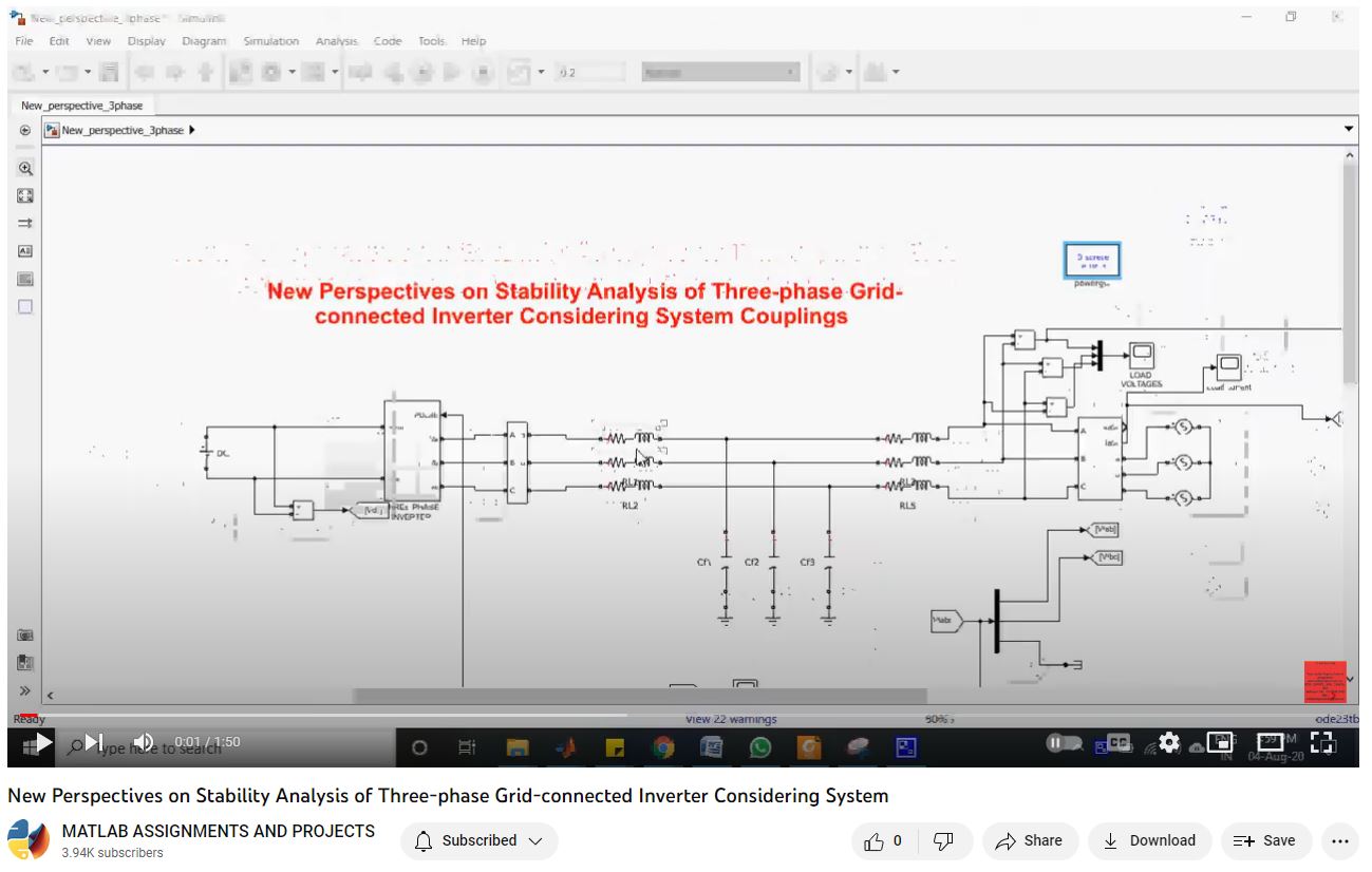 New Perspectives On Stability Analysis Of Three-Phase Grid-Connected Inverter Considering System project simulation thumbnail for Power Electronics Engineering