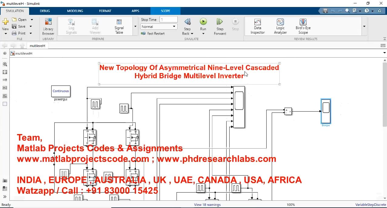 New Topology Of Asymmetrical Nine-Level Cascaded Hybrid Bridge Multilevel Inverter project simulation thumbnail for Power Electronics Engineering