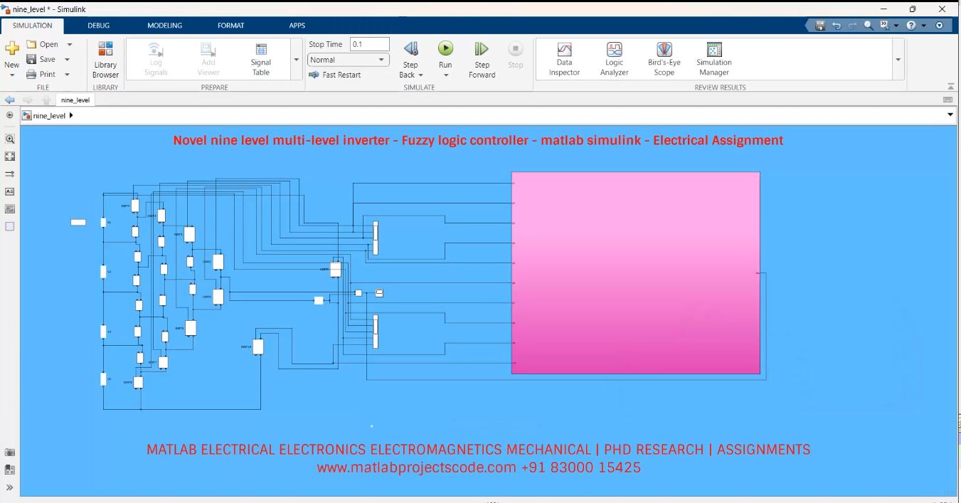 Novel Nine Level Multi-Level Inverter - Fuzzy Logic Controller - Matlab Simulink - Electrical Assignment project simulation thumbnail for Power Electronics Engineering