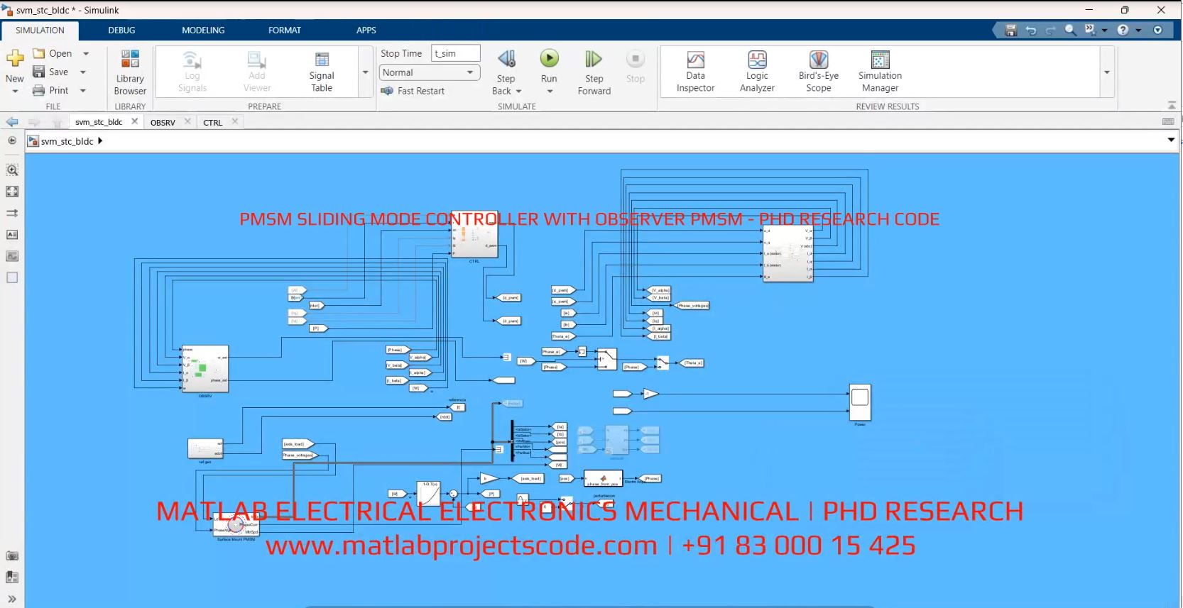 Pmsm Sliding Mode Controller With Observer Pmsm - Phd Research Code project simulation thumbnail for Mechanical, EV and Mechatronics Engineering