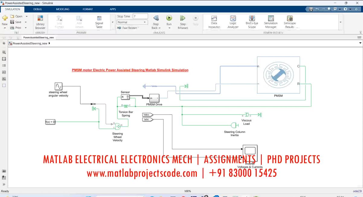 Pmsm Motor Electric Power Assisted Steering Matlab Simulink Simulation project simulation thumbnail for Renewable Energy Engineering