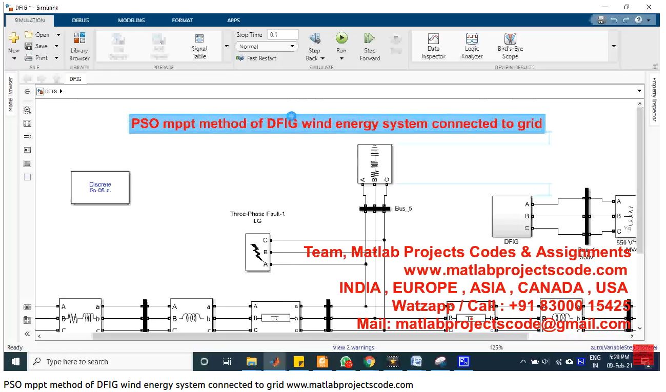 Pso Mppt Method Of Dfig Wind Energy System | MATLAB Project