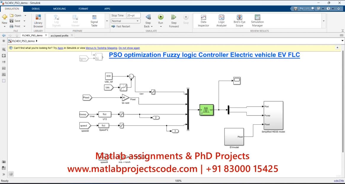 Pso Optimization Fuzzy Logic Controller Electric Vehicle Ev Flc project simulation thumbnail for Mechanical, EV and Mechatronics Engineering