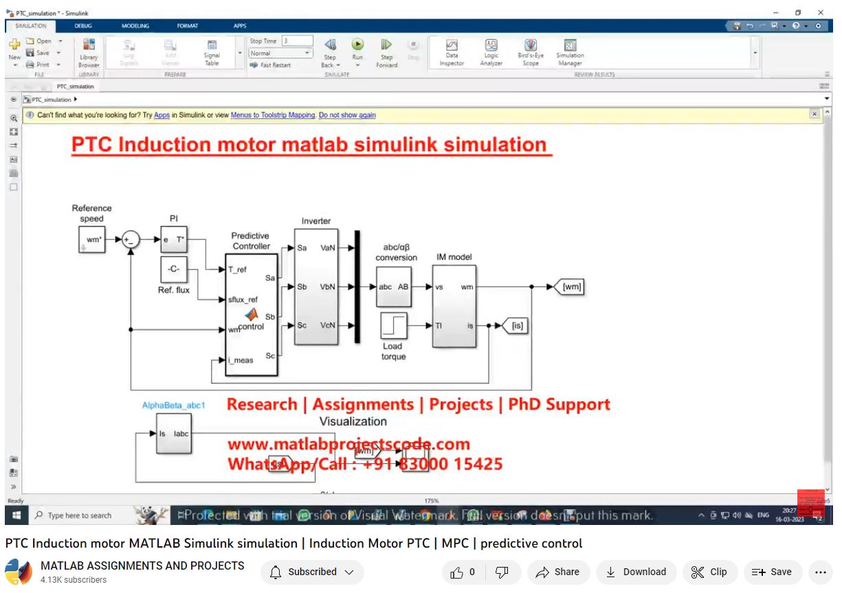Ptc Induction Motor Matlab Simulink Simulation project simulation thumbnail for Mechanical, EV and Mechatronics Engineering