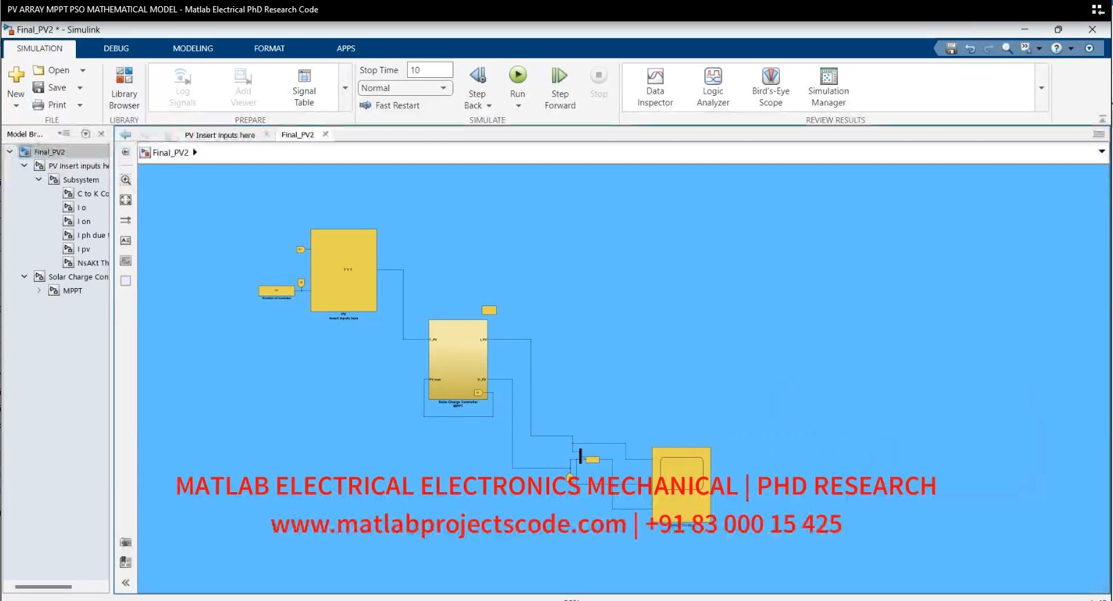 Pv Array Mppt Pso Mathematical Model - Matlab Electrical Phd Research Code project simulation thumbnail for Electromagnetics and RF Engineering