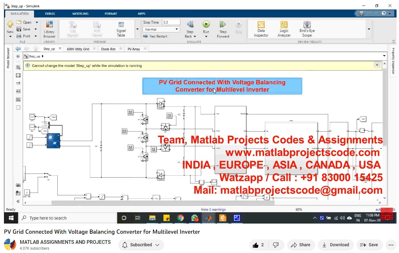 Pv Grid Connected With Voltage Balancing Converter For Multilevel Inverter-Matlab Simulink-Electrical Assignments-Projects-Phd Research project simulation thumbnail for Renewable Energy Engineering