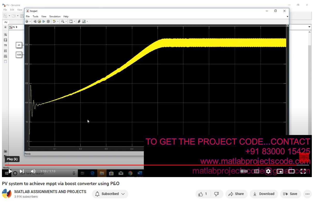 Pv System To Achieve Mppt Via Boost Converter Using P O project thumbnail image