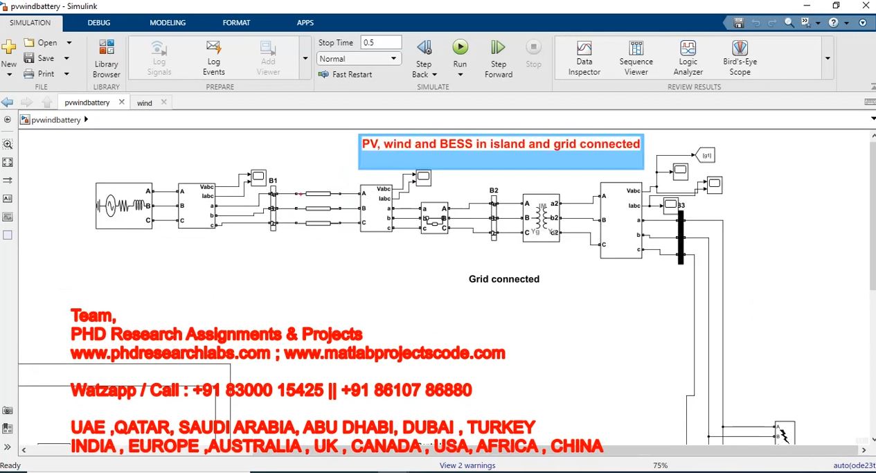Pv Wind And Bess In Island And Grid Connected project simulation thumbnail for Renewable Energy Engineering