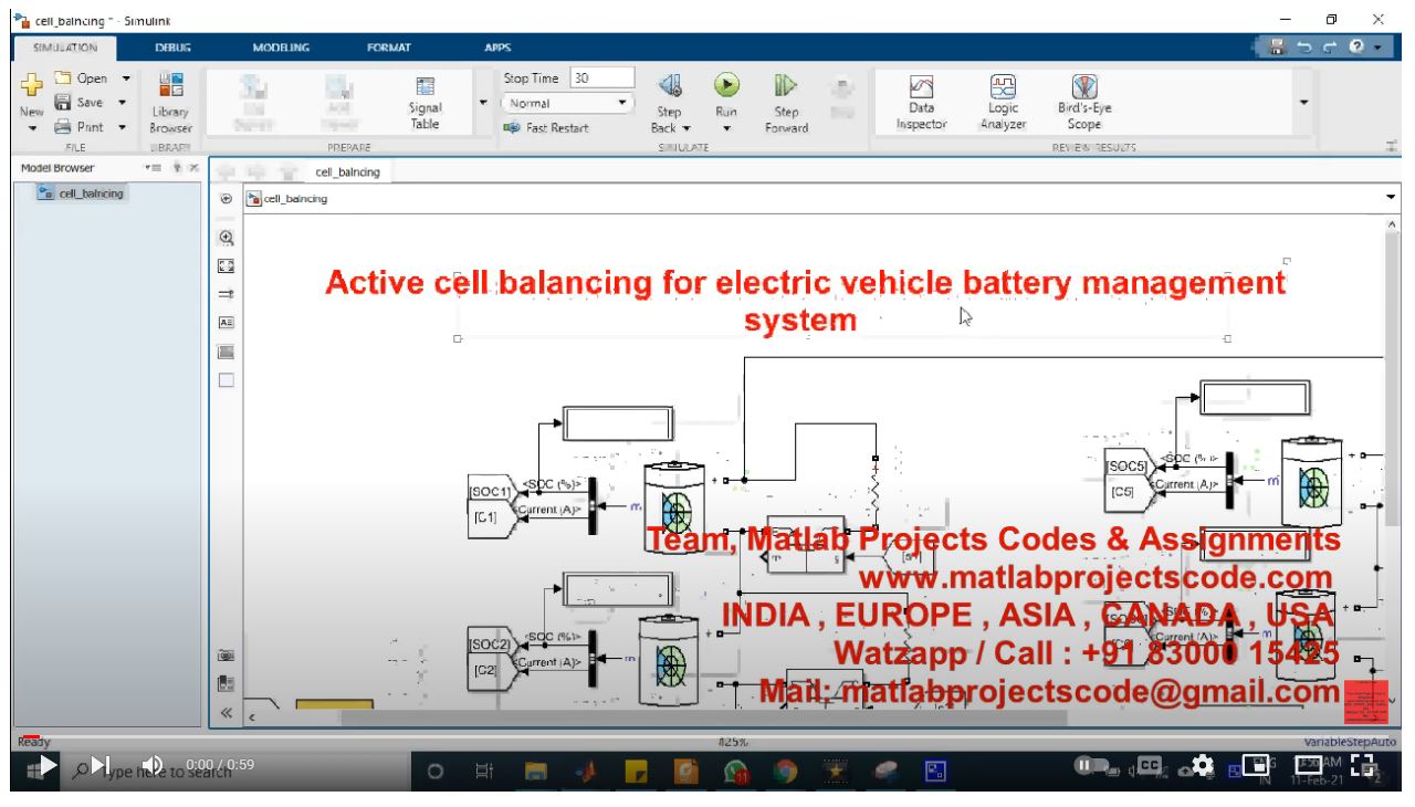 Passive Cell Balancing For Electric Vehicle Battery Management System project simulation thumbnail for Mechanical, EV and Mechatronics Engineering