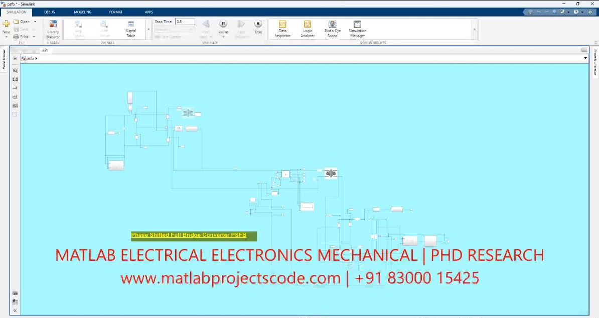 Phase Shifted Full Bridge Converter Psfb project simulation thumbnail for Power Electronics Engineering