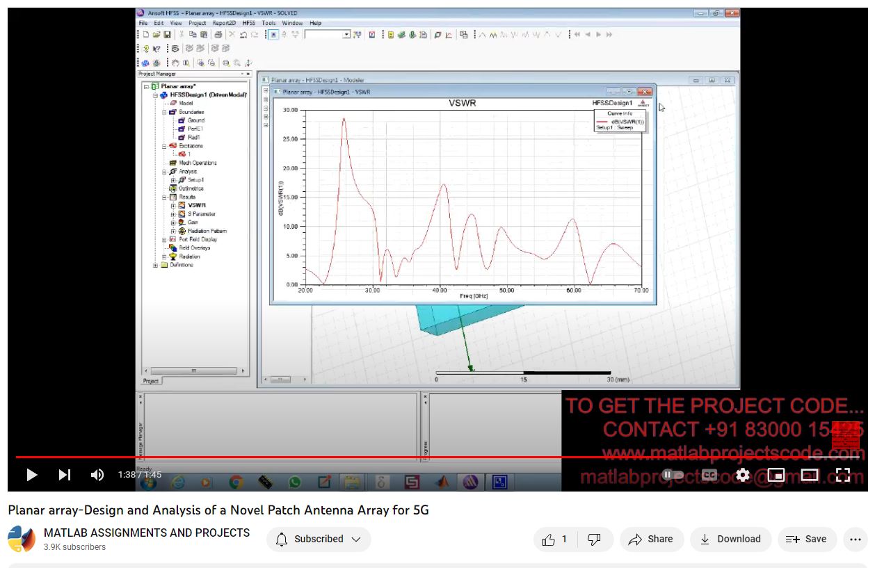 Planar Array-Design And Analysis Of A Novel Patch Antenna Array For 5G project simulation thumbnail for Electromagnetics and RF Engineering