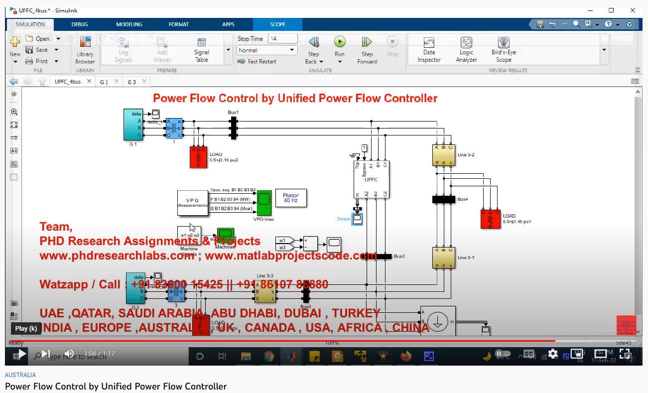 Power Flow Control by Unified Power Flow Controller MATLAB Simulink