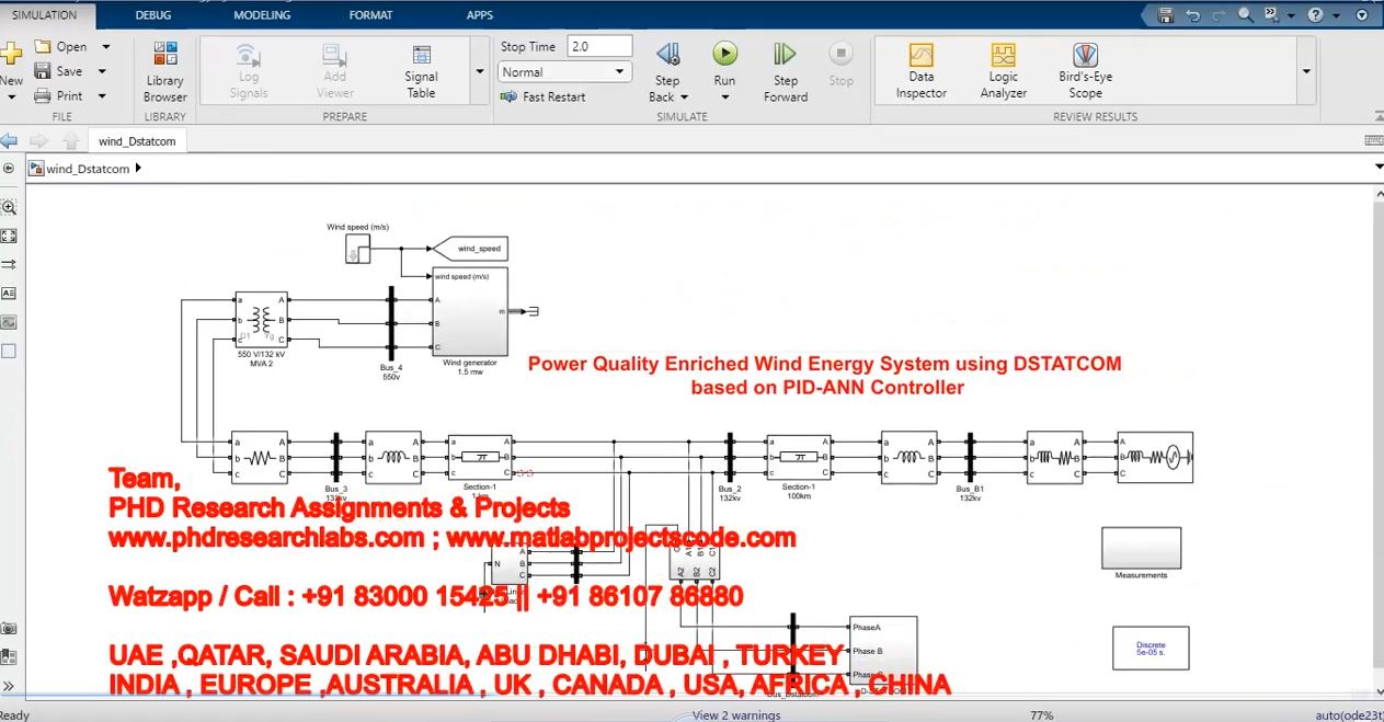 Power Quality Enriched Wind Energy System Using Dstatcom Based On Pid-Ann Controller project simulation thumbnail for Renewable Energy Engineering