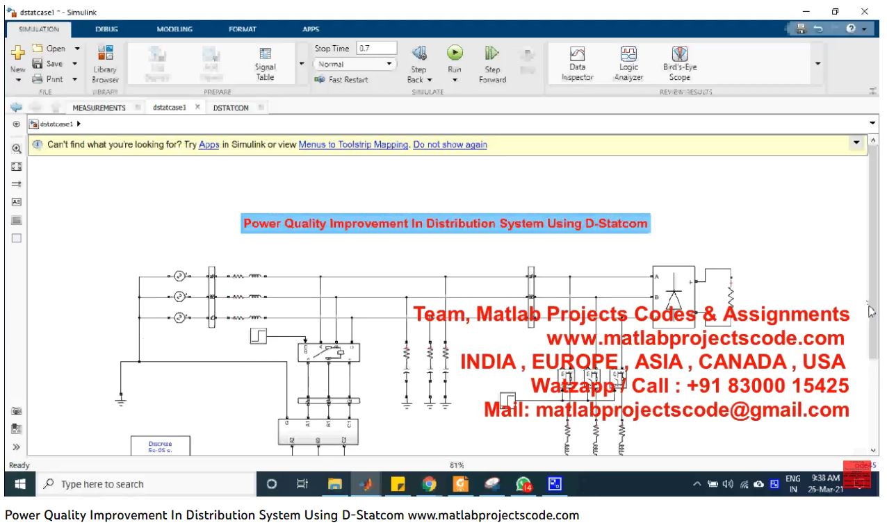 Power Quality Improvement In Distribution System Using D-Statcom project simulation thumbnail for Renewable Energy Engineering