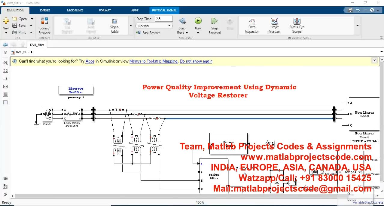 Power Quality Improvement using Dynamic | MATLAB Project