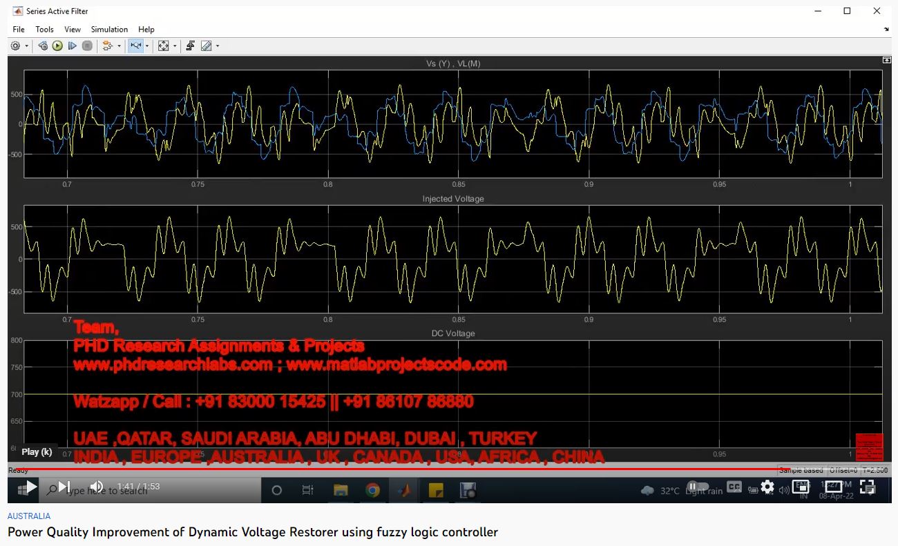 Power Quality Improvement of Dynamic Voltage Restorer using Fuzzy Logic Controller project simulation thumbnail for Power Electronics Engineering