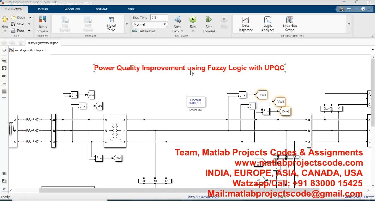 Power Quality Improvement Using Fuzzy Logic With Upqc project simulation thumbnail for Renewable Energy Engineering