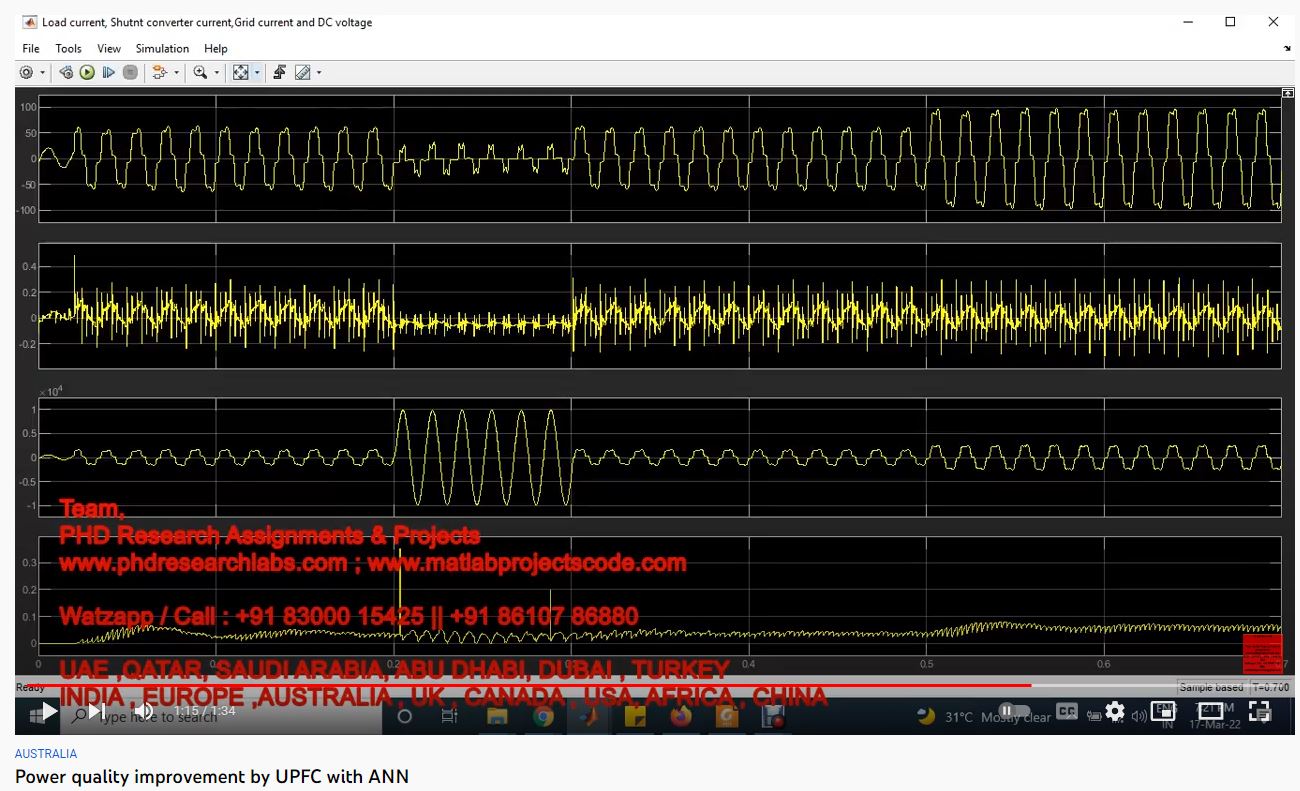 Power Quality Improvement by UPFC with ANN project simulation thumbnail for Power Electronics Engineering