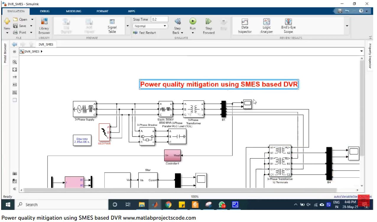 Power Quality Mitigation Using Smes Based Dvr project simulation thumbnail for Renewable Energy Engineering