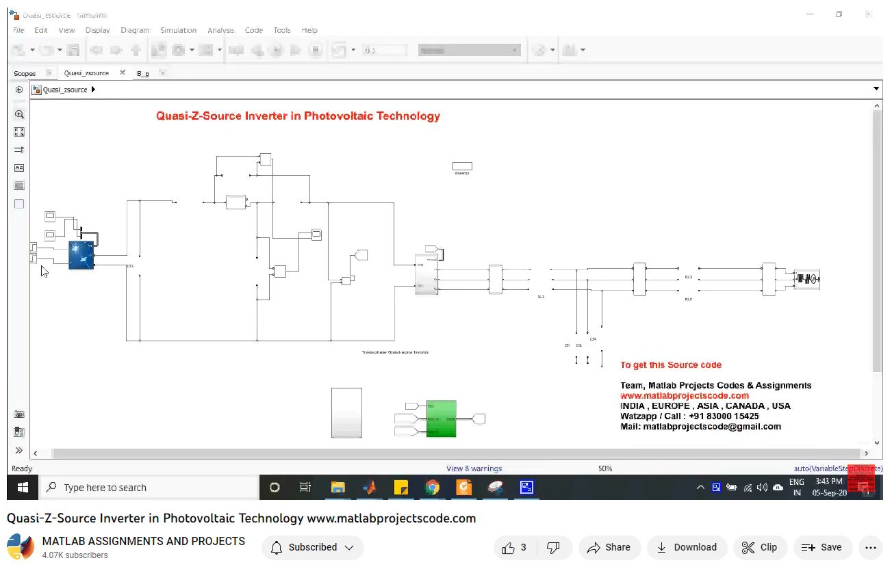 Quasi-Z-Source Inverter In Photovoltaic Technology-Matlab Simulink-Electrical Assignments-Projects-Phd Research project simulation thumbnail for Power Electronics Engineering