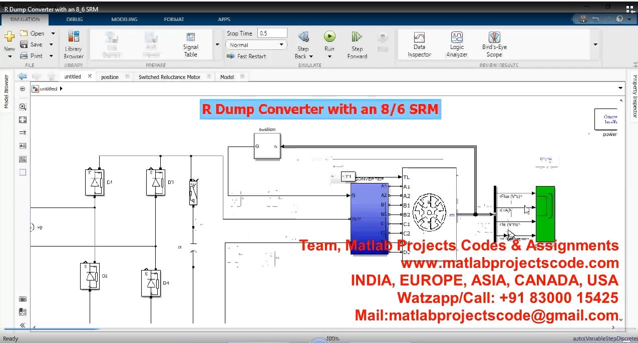 R Dump Converter With An 8_6 Srm project simulation thumbnail for Mechanical, EV and Mechatronics Engineering
