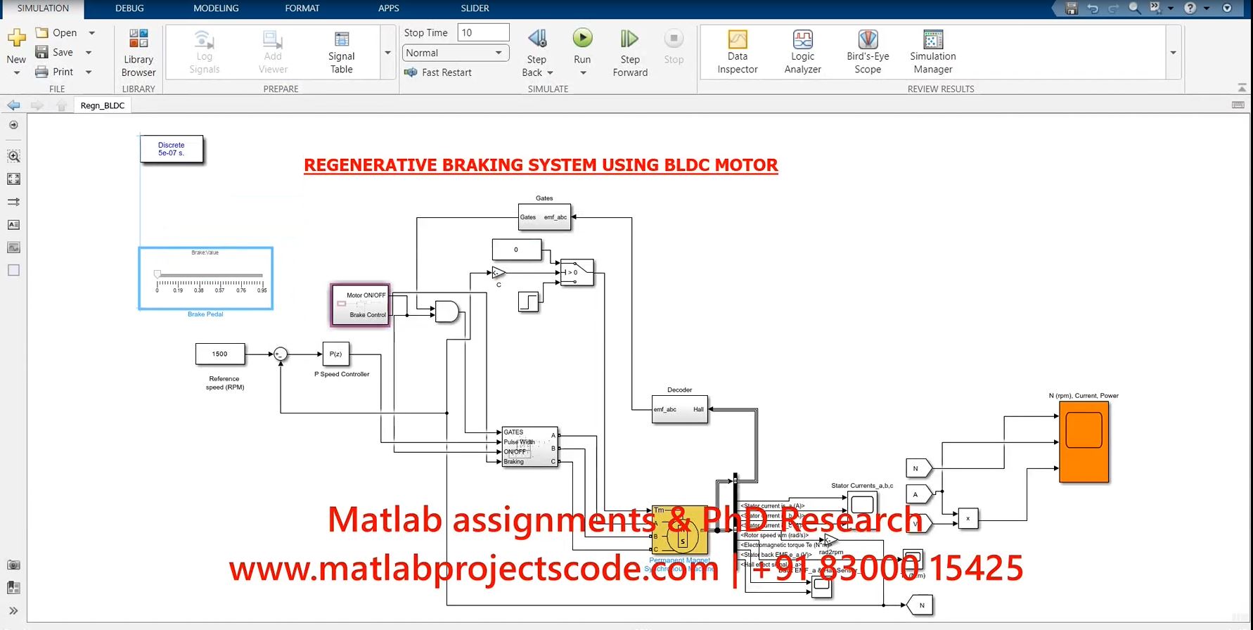 Regenerative Braking System Using Bldc Motor Matlab Simulink -Electrical project simulation thumbnail for Mechanical, EV and Mechatronics Engineering
