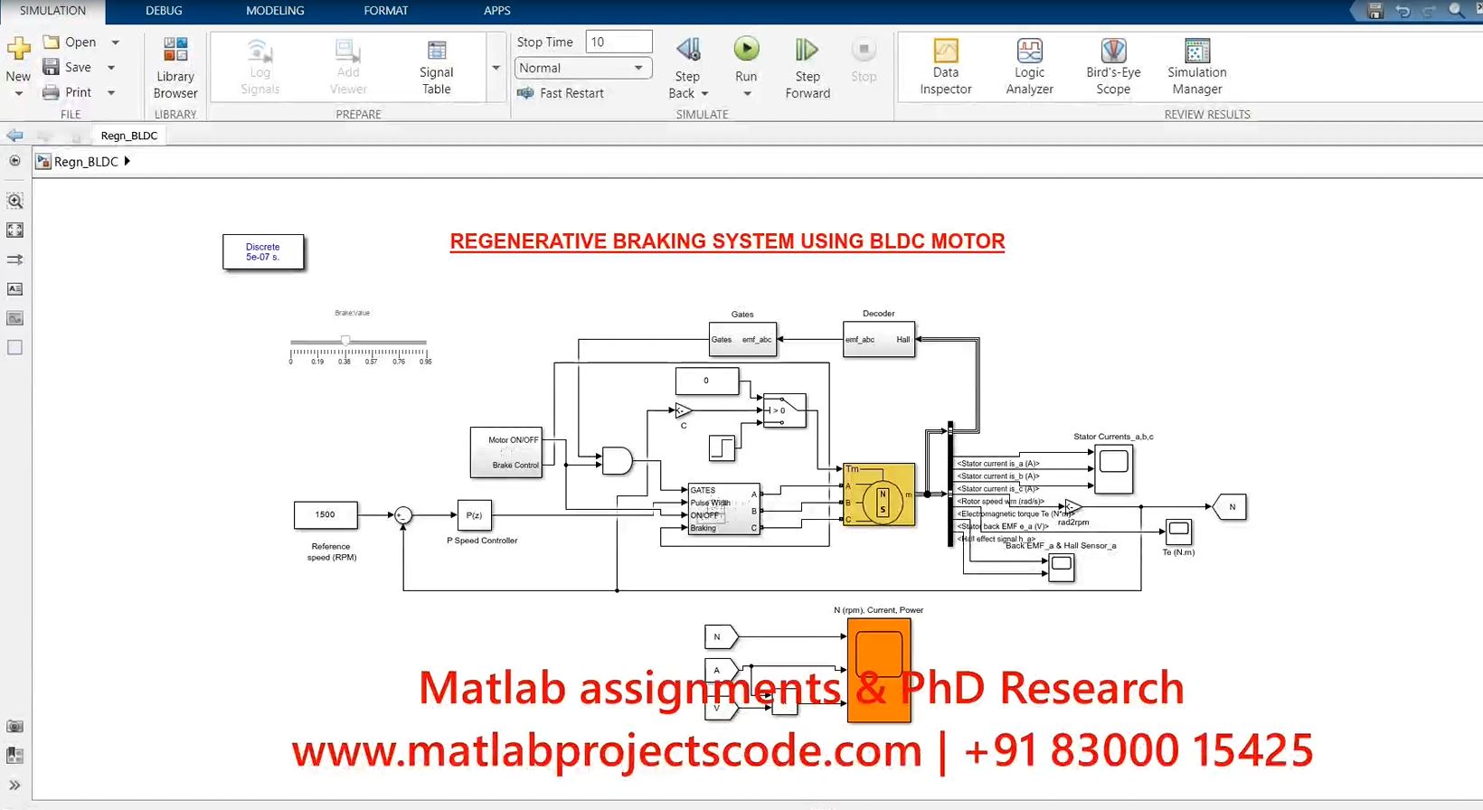 Regenerative Braking System Using Bldc Motor Simulink Model project simulation thumbnail for Mechanical, EV and Mechatronics Engineering
