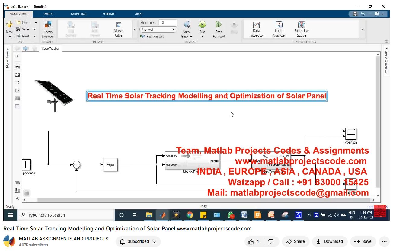 Real Time Solar Tracking Modelling And Optimization Of Solar Panel-Matlab Simulink-Electrical Assignments-Projects-Phd Research project simulation thumbnail for Renewable Energy Engineering