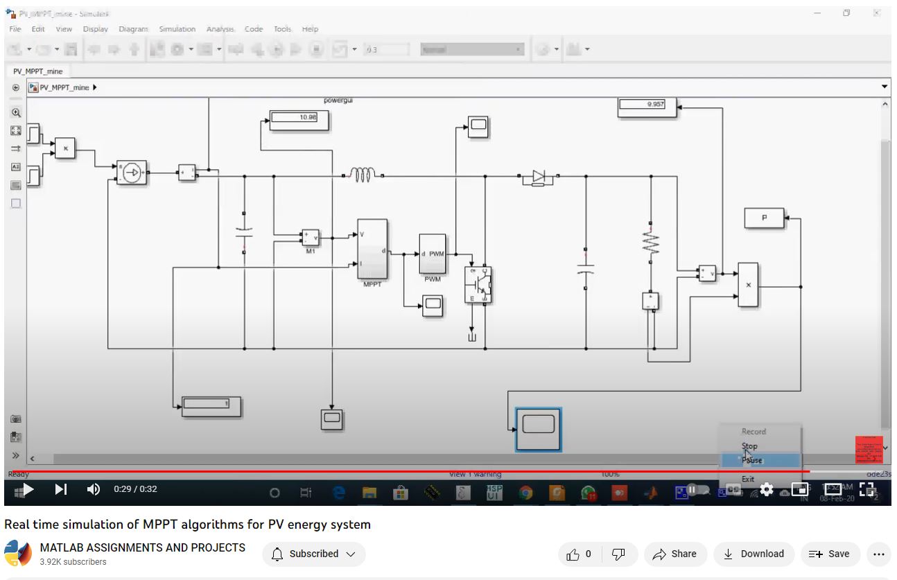Real Time Simulation Of Mppt Algorithms For Pv Energy System project simulation thumbnail for Renewable Energy Engineering