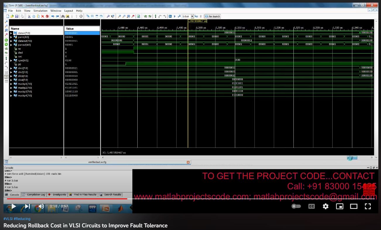 Reducing Rollback Cost in VLSI Circuits to Improve Fault Tolerance project simulation thumbnail for Electronics Engineering