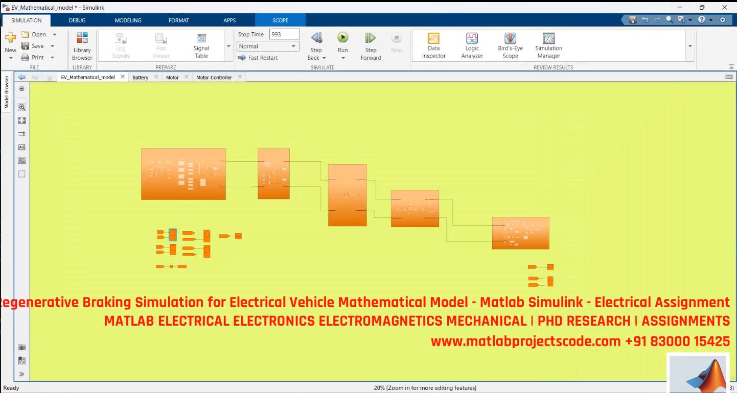 Regenerative Braking Simulation For Electric Vehicles - Matlab Simulink Ev Mathematical Model project simulation thumbnail for Mechanical, EV and Mechatronics Engineering