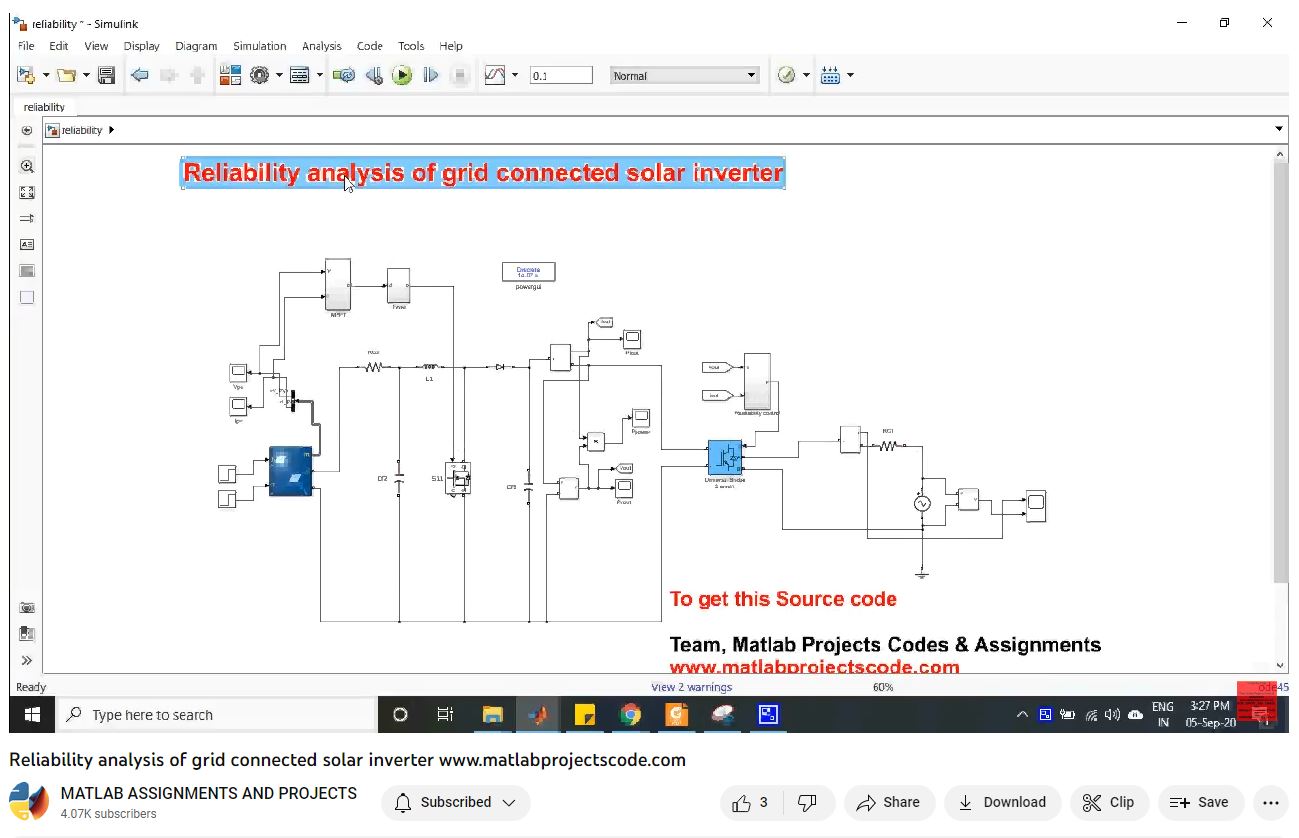 Reliability Analysis Of Grid Connected Solar Inverter-Matlab Simulink-Electrical Assignments-Projects-Phd Research project simulation thumbnail for Renewable Energy Engineering