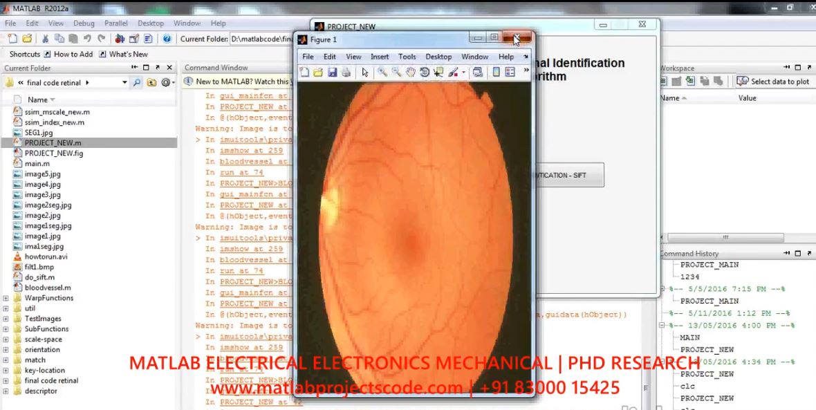 Retinal Identification Based Personal Identification System Using Sift Algorithm project simulation thumbnail for Electrical Engineering