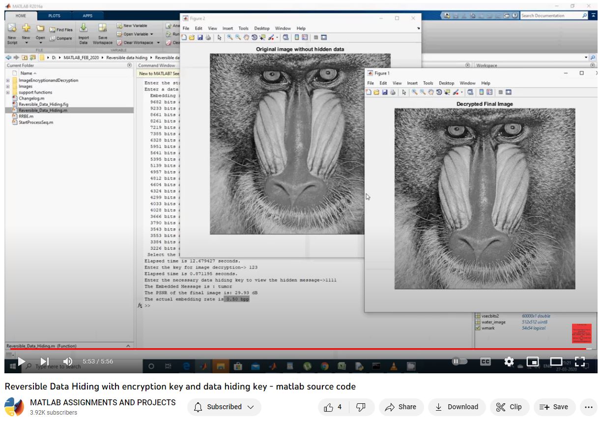 Reversible Data Hiding With Encryption Key And Data Hiding Key - Matlab Source Code project simulation thumbnail for Electrical Engineering