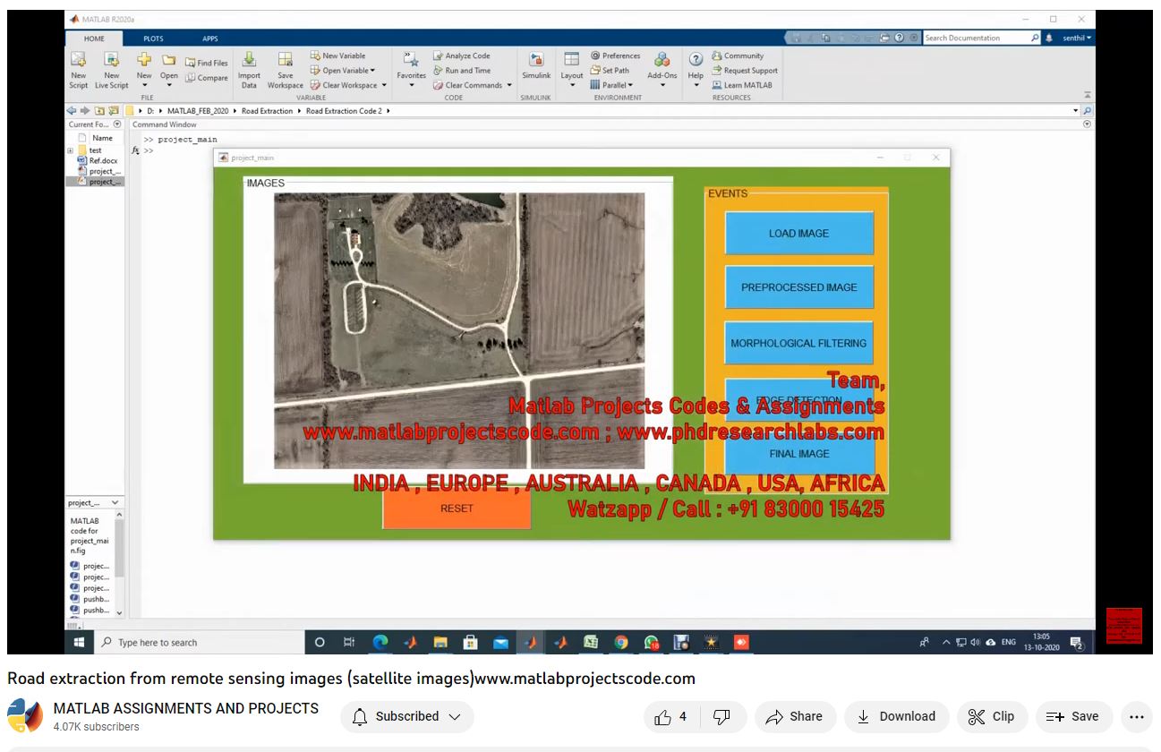 Road Extraction From Remote Sensing Images-Satellite Images-Matlab Simulink-Electrical Assignments-Projects-Phd Research project simulation thumbnail for Mechanical, EV and Mechatronics Engineering