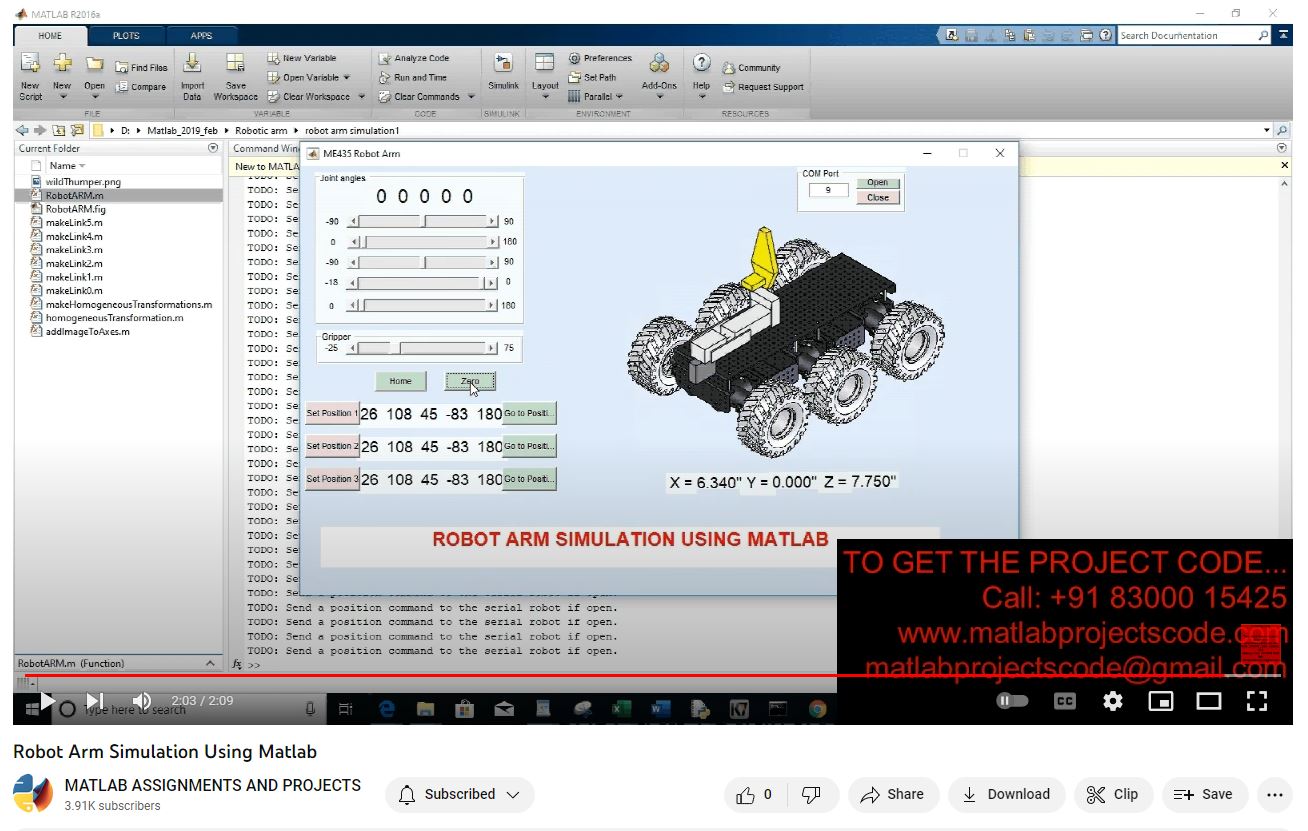 Robot Arm Simulation Using Matlab project simulation thumbnail for Mechanical, EV and Mechatronics Engineering