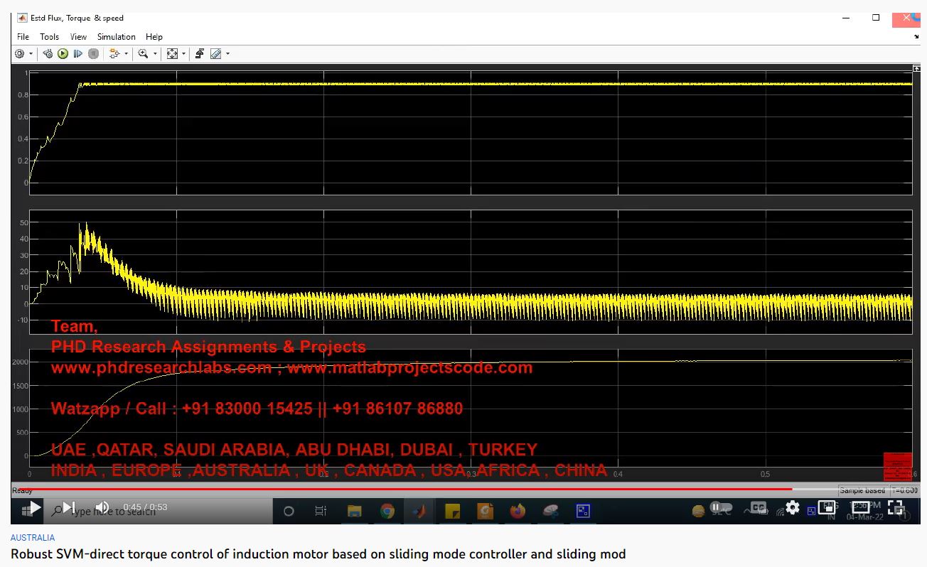 Robust SVM-Direct Torque Control of Induction Motor based on Sliding Mode Controller and Sliding Mode Observer project simulation thumbnail for Mechanical, EV and Mechatronics Engineering