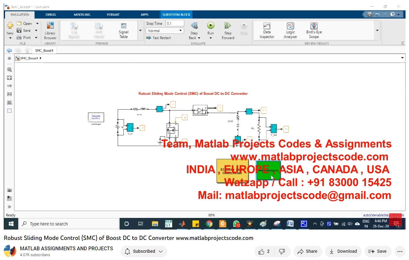 Robust Sliding Mode Control Smc Of Boost Dc To Dc Converter-Matlab Simulink-Electrical Assignments-Projects-Phd Research project thumbnail image